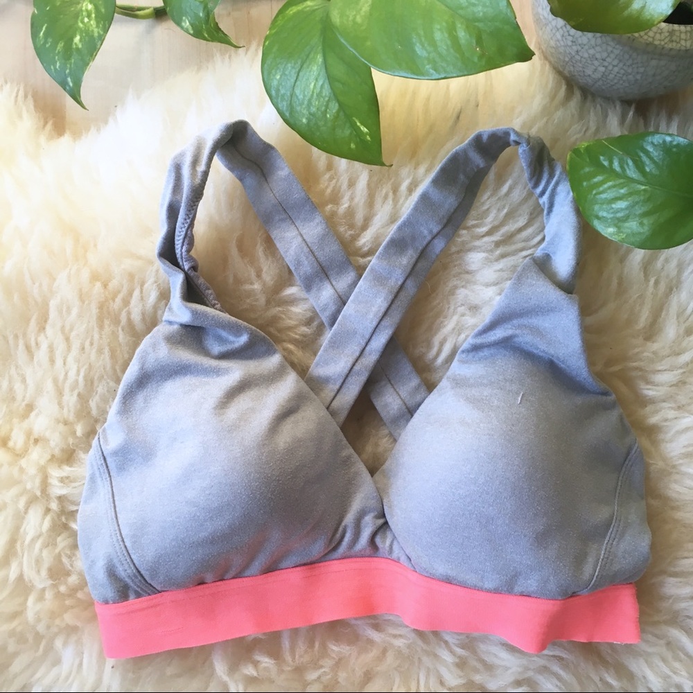 OYSHO ZARA Racerback Padded Sports Bra Gray Pink S